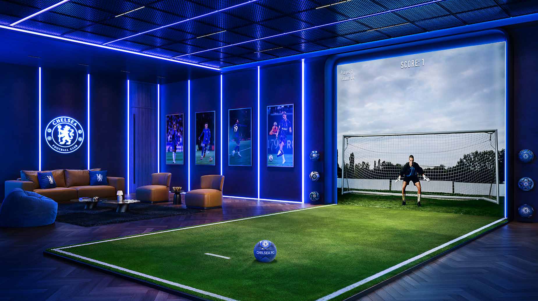 Chelsea Residences football simulation room