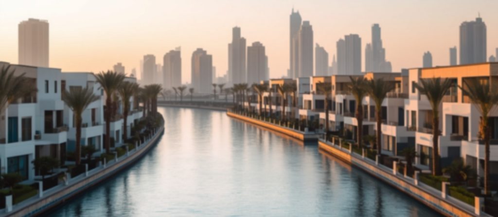 Acheter sur plan à Dubaï : quartier résidentiel de Dubaï en construction au bord de l'eau — La Place Dubai