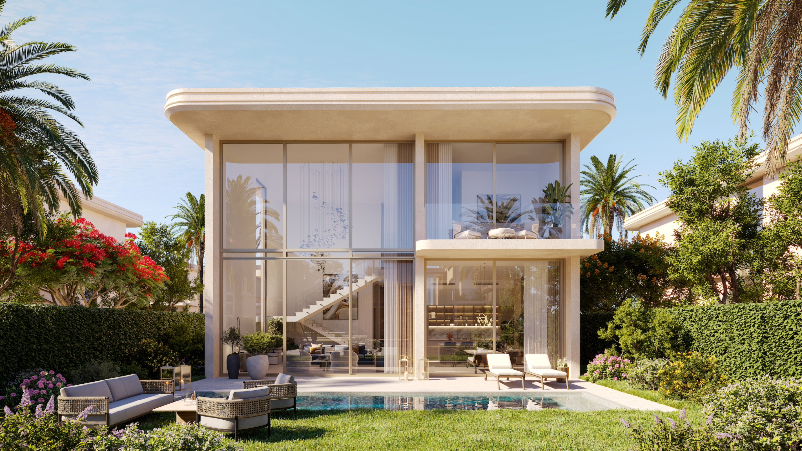4BR_vue piscine_Manchester City Yas Residences