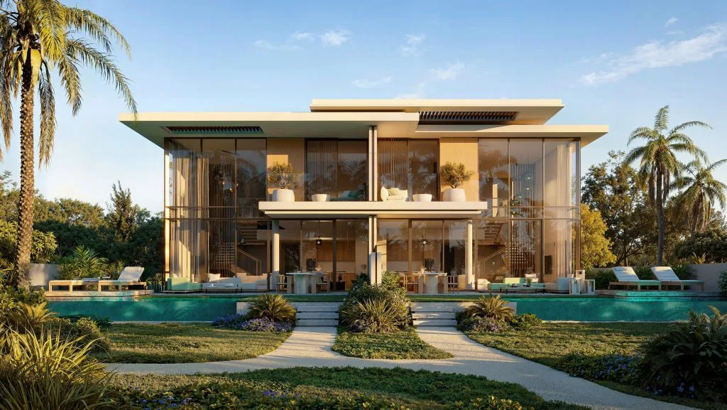 Bay Estate by Nakheel, façade d'une villa avec piscine