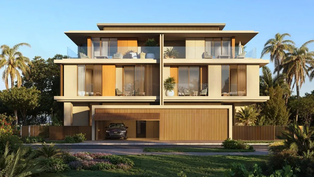 Bay Estate by Nakheel, façade d'une villa mitoyenne sur trois niveaux