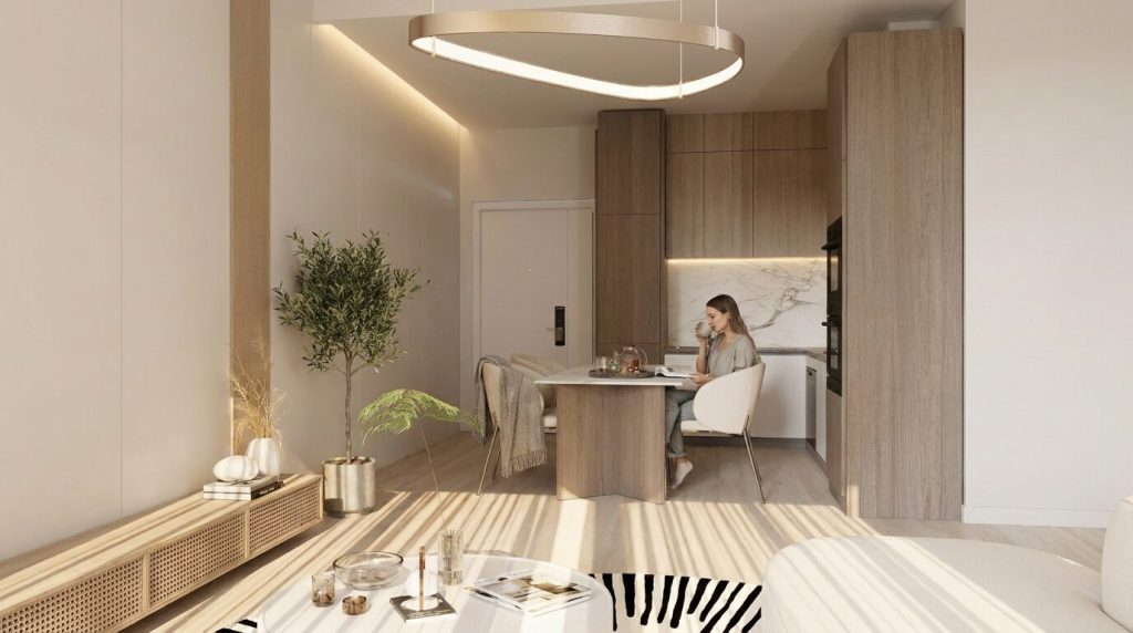 Elan Tower by Al Fulaiti Development – coin repas et cuisine ouverte d'un studio