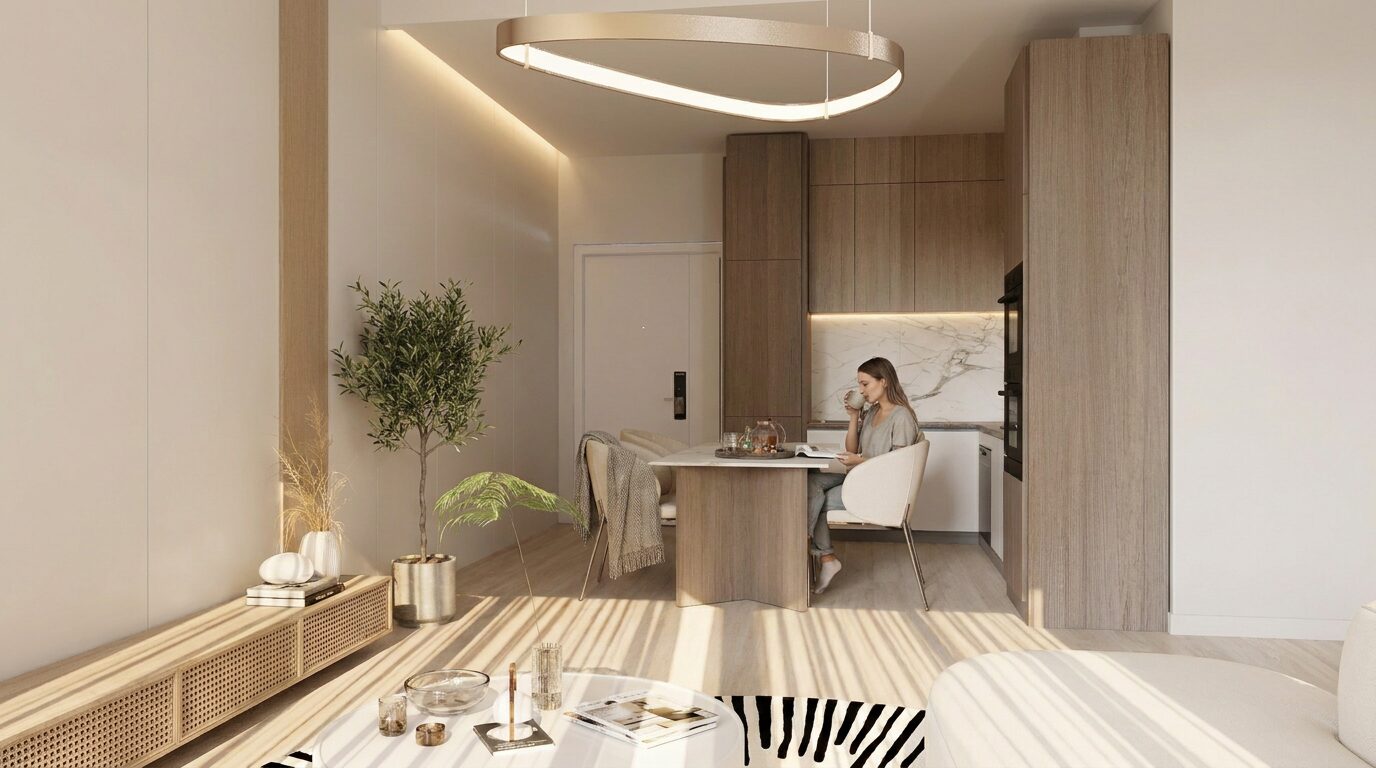 Elan Tower by Al Fulaiti Development – coin repas et cuisine ouverte d'un studio