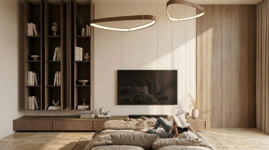 Elan Tower by Al Fulaiti Development – espace nuit et séjour d'un studio
