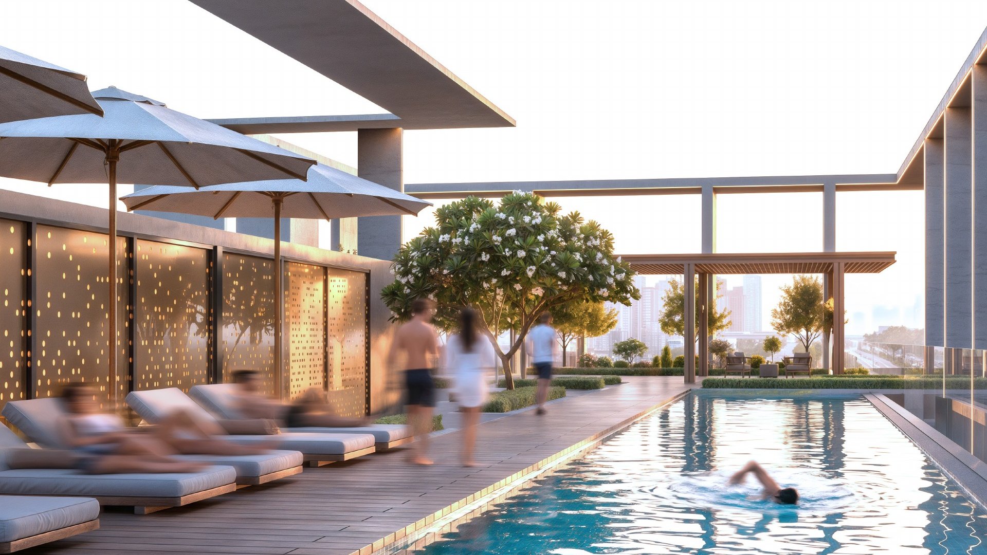 Kore by Imtiaz – piscine et terrasse sur le toit, Dubai Land Residence Complex
